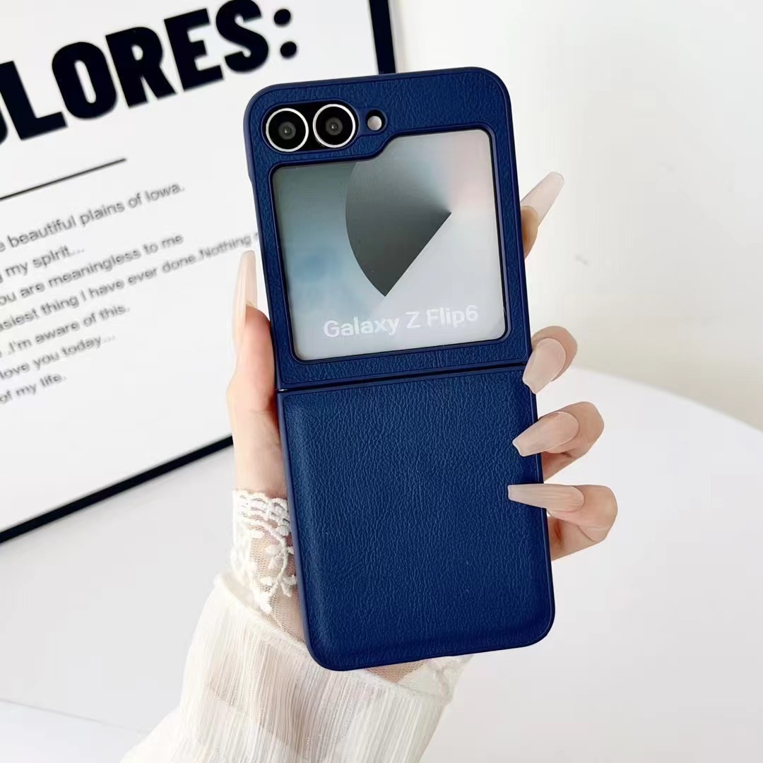 BEISOKY Luxury Thin Hard PU Leather Folding Flip Leather Phone Cover for Samsung Galaxy Z Flip 5 6