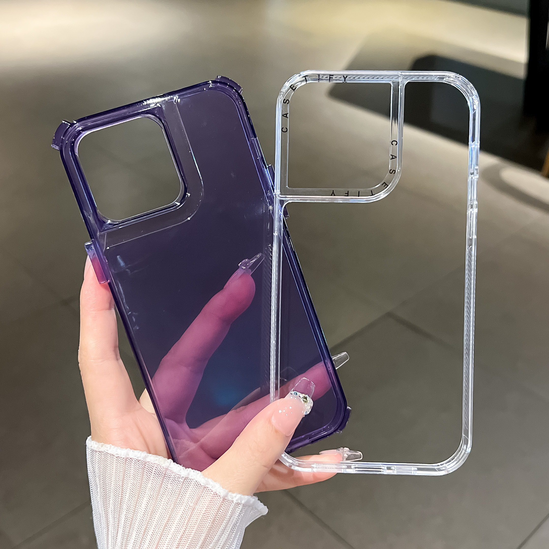 BEISOKY 2 in 1 Color Shockproof Transparent Acrylic Space Phone Case