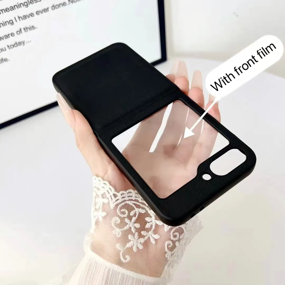 BEISOKY Luxury Thin Hard PU Leather Folding Flip Leather Phone Cover for Samsung Galaxy Z Flip 5 6
