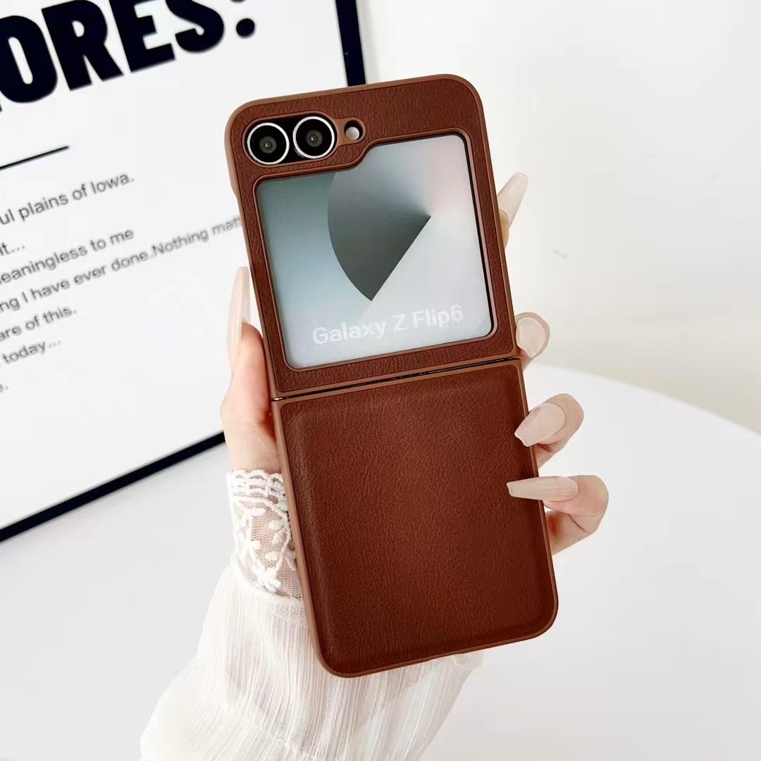 BEISOKY Luxury Thin Hard PU Leather Folding Flip Leather Phone Cover for Samsung Galaxy Z Flip 5 6
