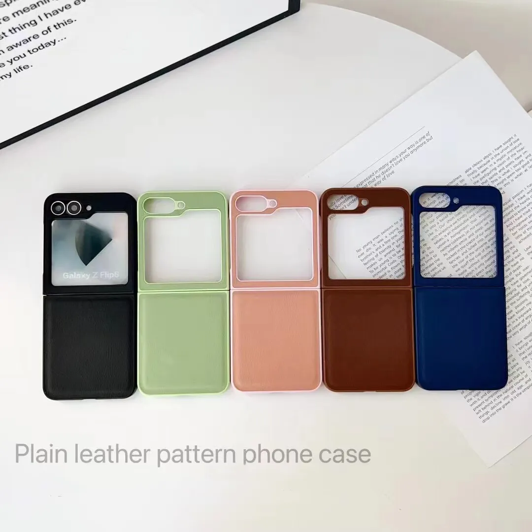 BEISOKY Luxury Thin Hard PU Leather Folding Flip Leather Phone Cover for Samsung Galaxy Z Flip 5 6