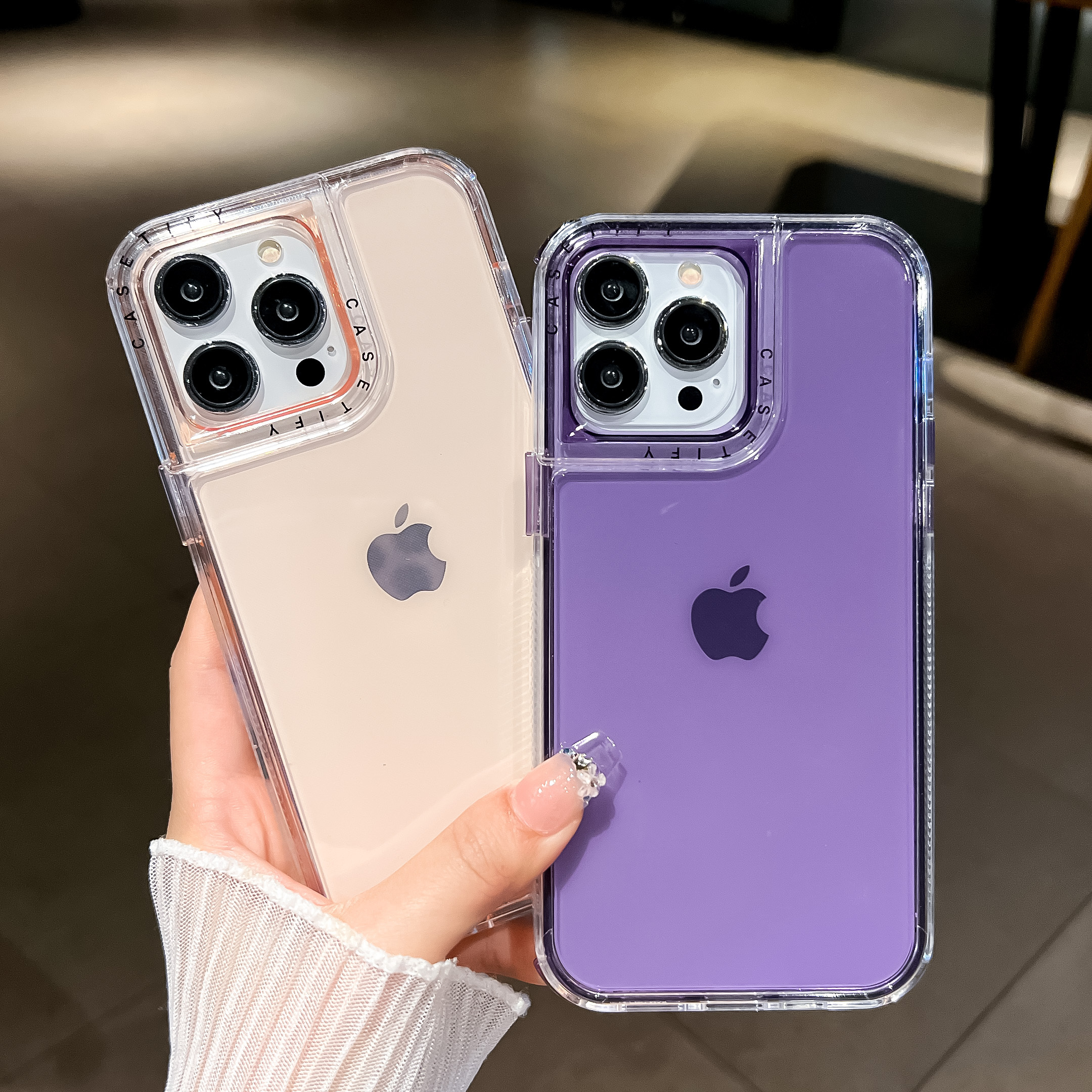 BEISOKY 2 in 1 Color Shockproof Transparent Acrylic Space Phone Case