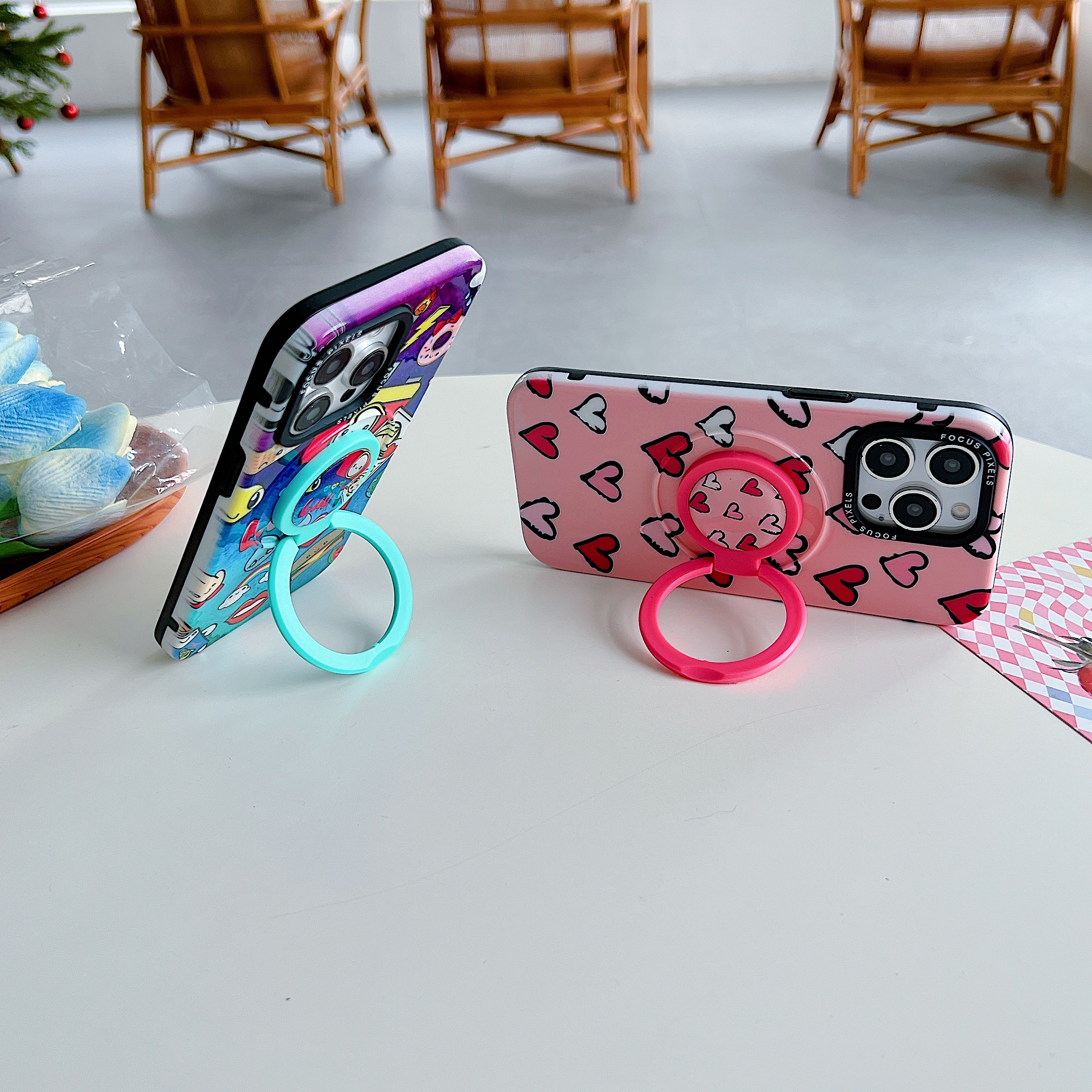BEISOKY Ladies Design Luxury Diamond Ring Holder Kickstand Phone Case