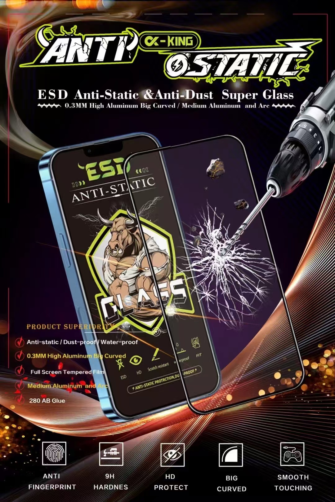 BEISOKY Anti-Dust Anti-static Protection ESD 9H Tempered Glass Screen Protector