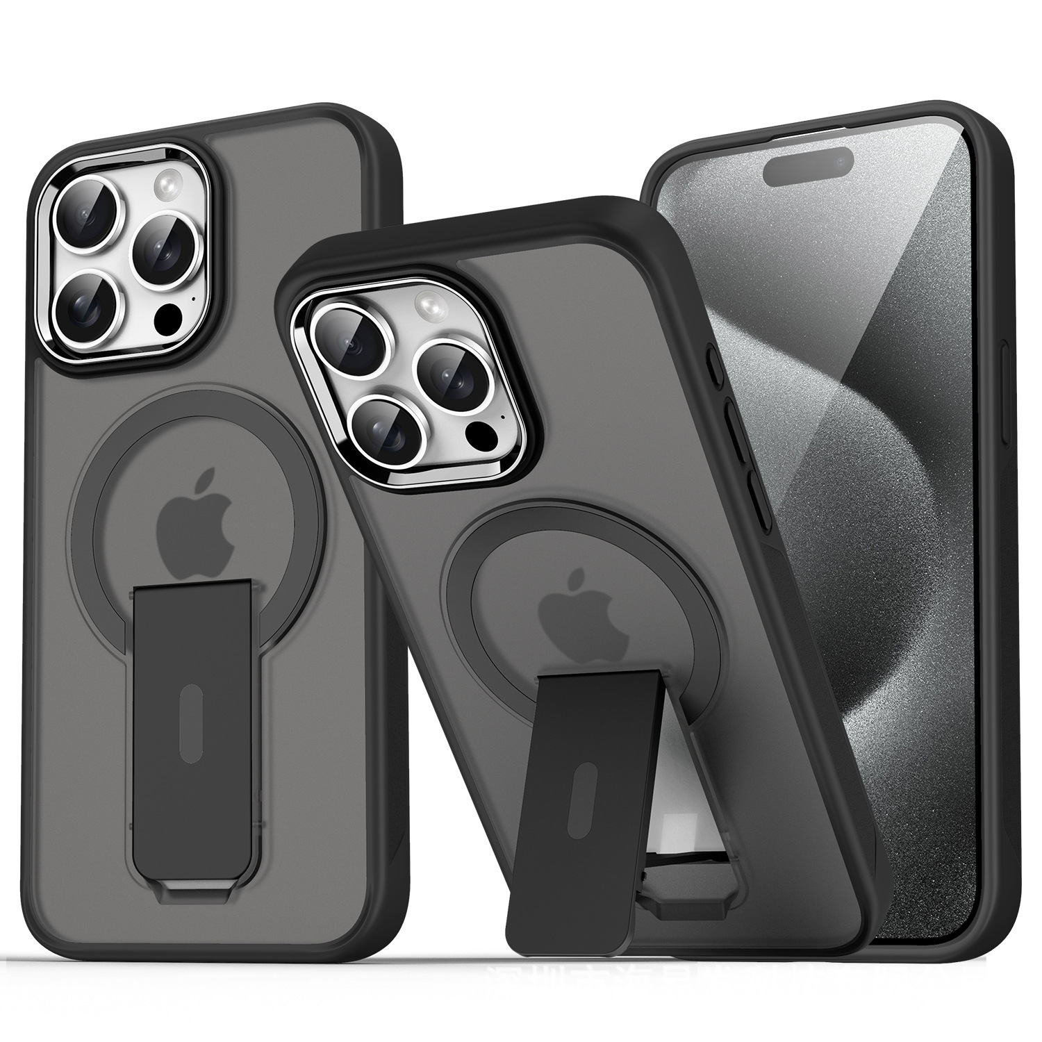 BEISOKY Matte Camera Metal Frame Frosted Shockproof Invisible Stand Magnetic Phone Cover