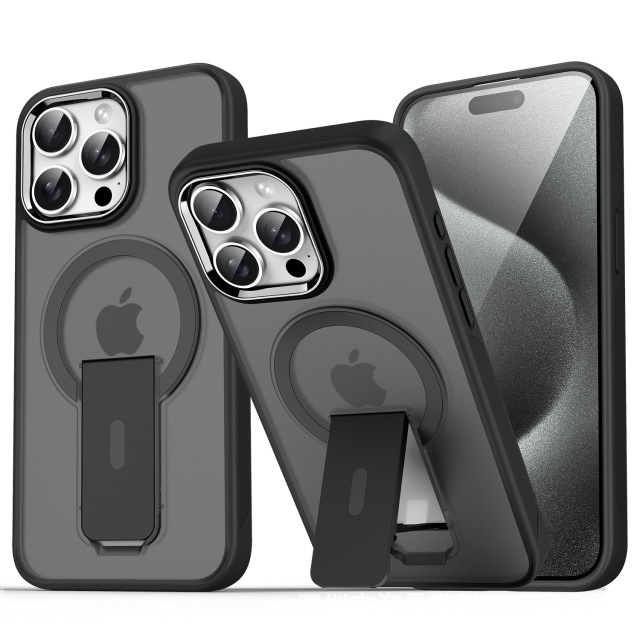 BEISOKY Matte Camera Metal Frame Frosted Shockproof Invisible Stand Magnetic Phone Cover