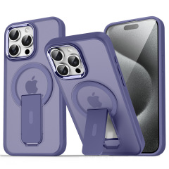 BEISOKY Matte Camera Metal Frame Frosted Shockproof Invisible Stand Magnetic Phone Cover