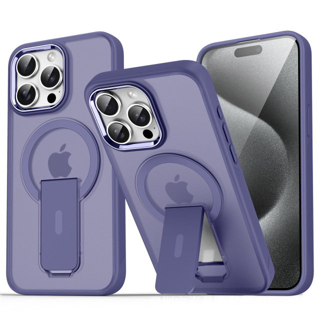 BEISOKY Matte Camera Metal Frame Frosted Shockproof Invisible Stand Magnetic Phone Cover