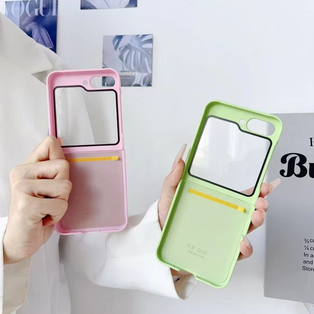 BEISOKY Luxury Thin Hard PU Leather Folding Flip Leather Phone Cover for Samsung Galaxy Z Flip 5 6