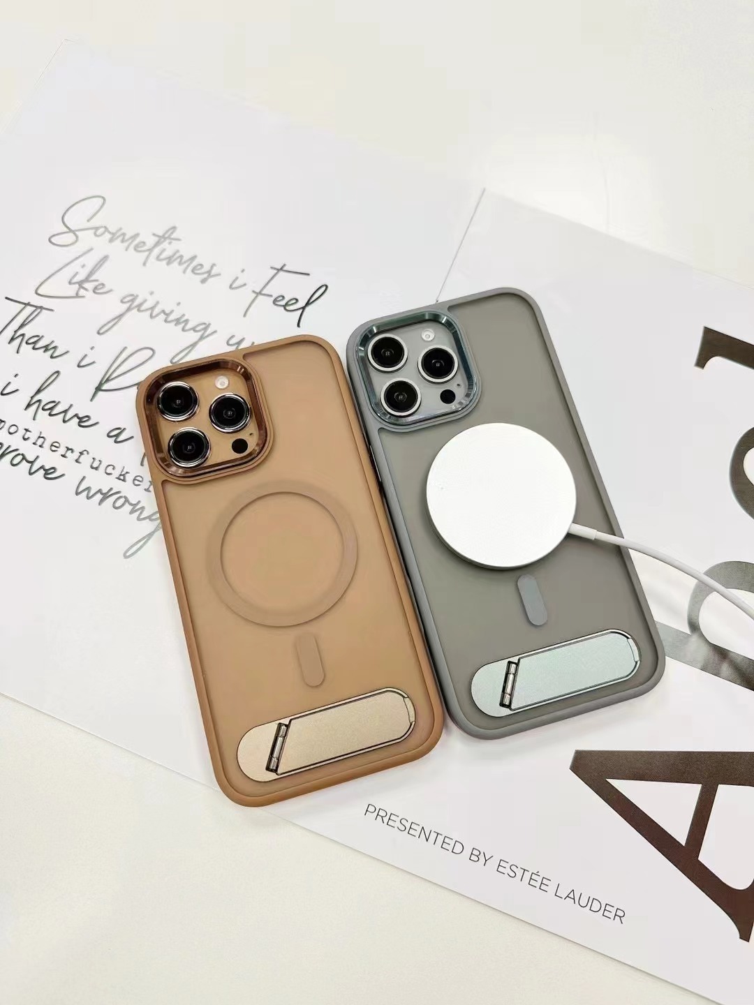 BEISOKY Matte Frosted With Invisible Metal Stand Magnetic Phone Case