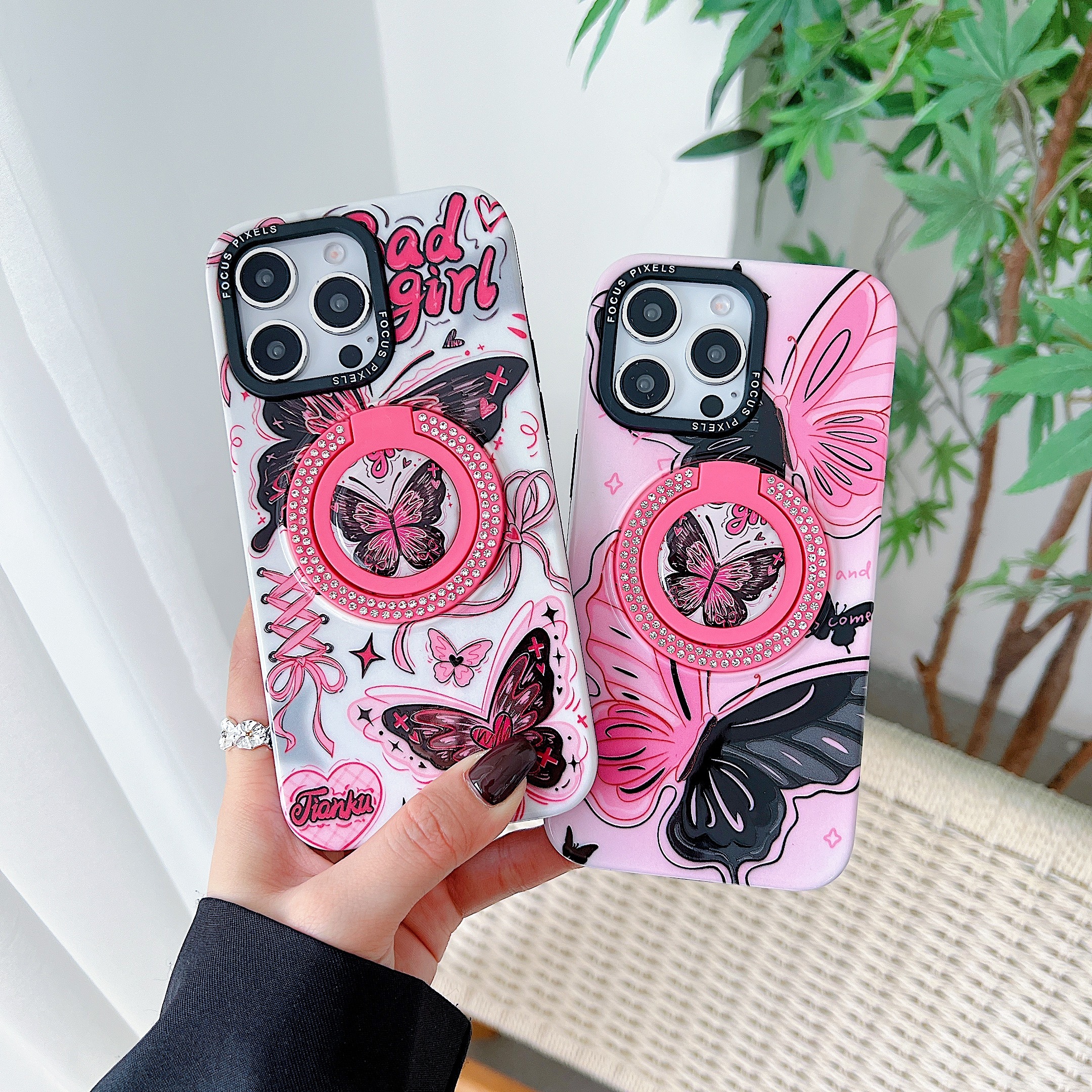 BEISOKY Ladies Design Luxury Diamond Ring Holder Kickstand Phone Case
