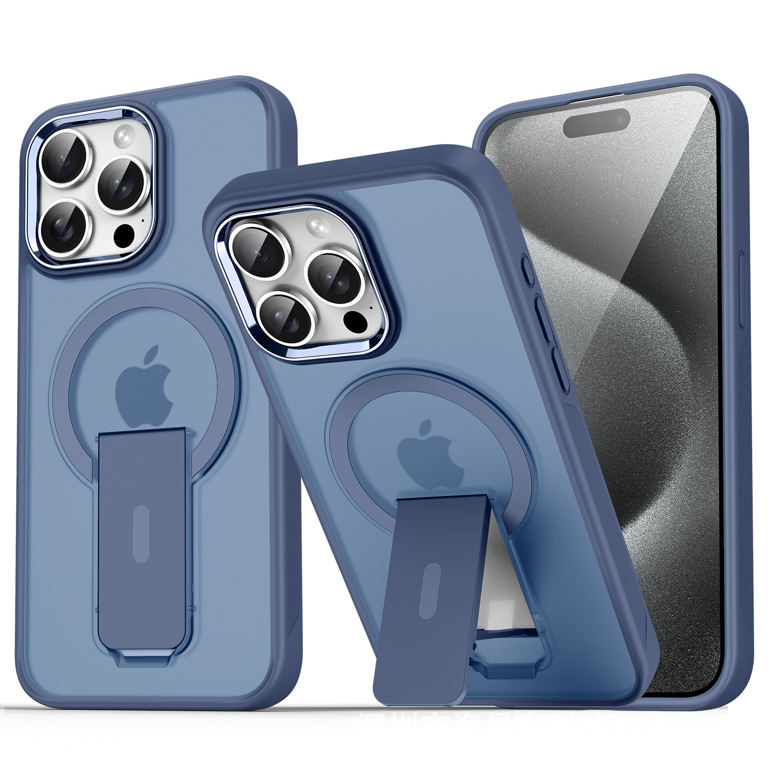 BEISOKY Matte Camera Metal Frame Frosted Shockproof Invisible Stand Magnetic Phone Cover