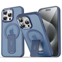 BEISOKY Matte Camera Metal Frame Frosted Shockproof Invisible Stand Magnetic Phone Cover