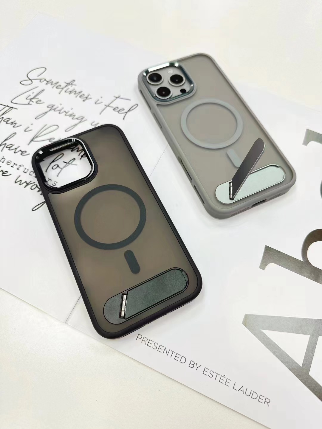 BEISOKY Matte Frosted With Invisible Metal Stand Magnetic Phone Case
