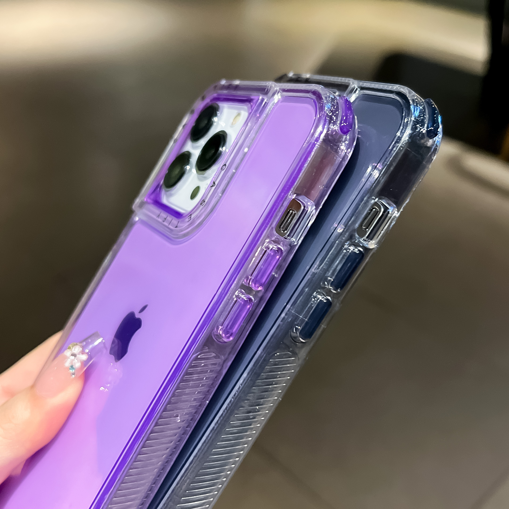BEISOKY 2 in 1 Color Shockproof Transparent Acrylic Space Phone Case