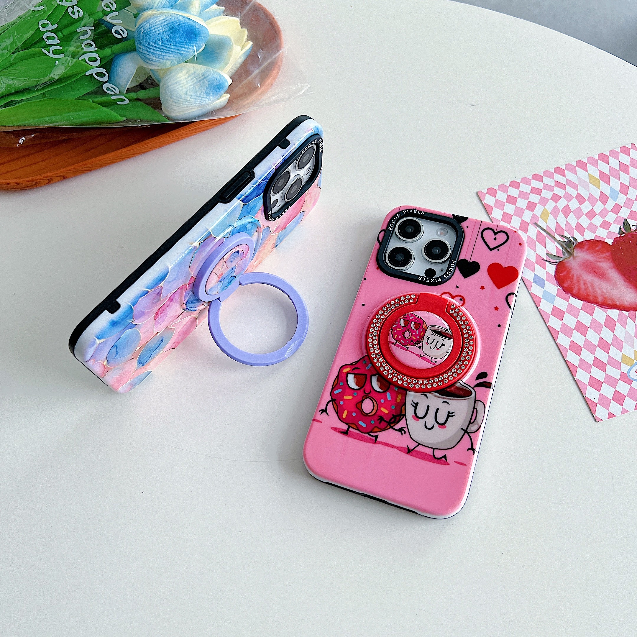BEISOKY Ladies Design Luxury Diamond Ring Holder Kickstand Phone Case