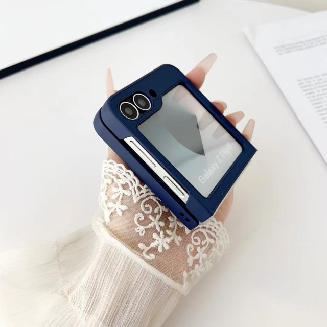 BEISOKY Luxury Thin Hard PU Leather Folding Flip Leather Phone Cover for Samsung Galaxy Z Flip 5 6