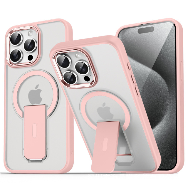 BEISOKY Matte Camera Metal Frame Frosted Shockproof Invisible Stand Magnetic Phone Cover