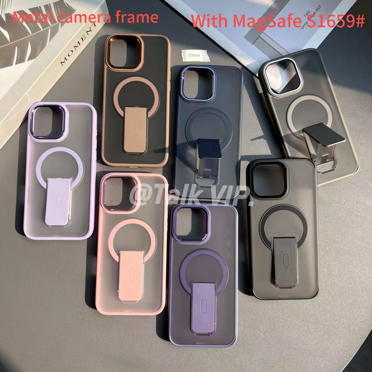 BEISOKY Matte Camera Metal Frame Frosted Shockproof Invisible Stand Magnetic Phone Cover