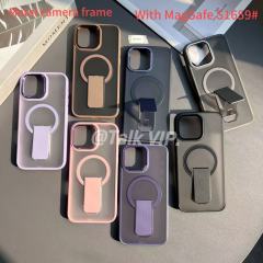 BEISOKY Matte Camera Metal Frame Frosted Shockproof Invisible Stand Magnetic Phone Cover