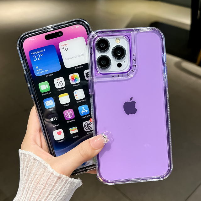 BEISOKY 2 in 1 Color Shockproof Transparent Acrylic Space Phone Case