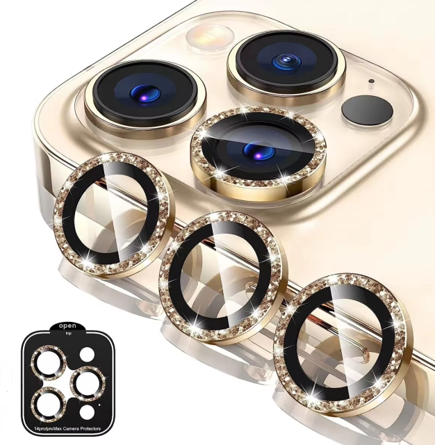 BEISOKY Camera Glitter Shiny Mobile Phone Camera Lens Protector for Iphone 14 15 16 Pro Max