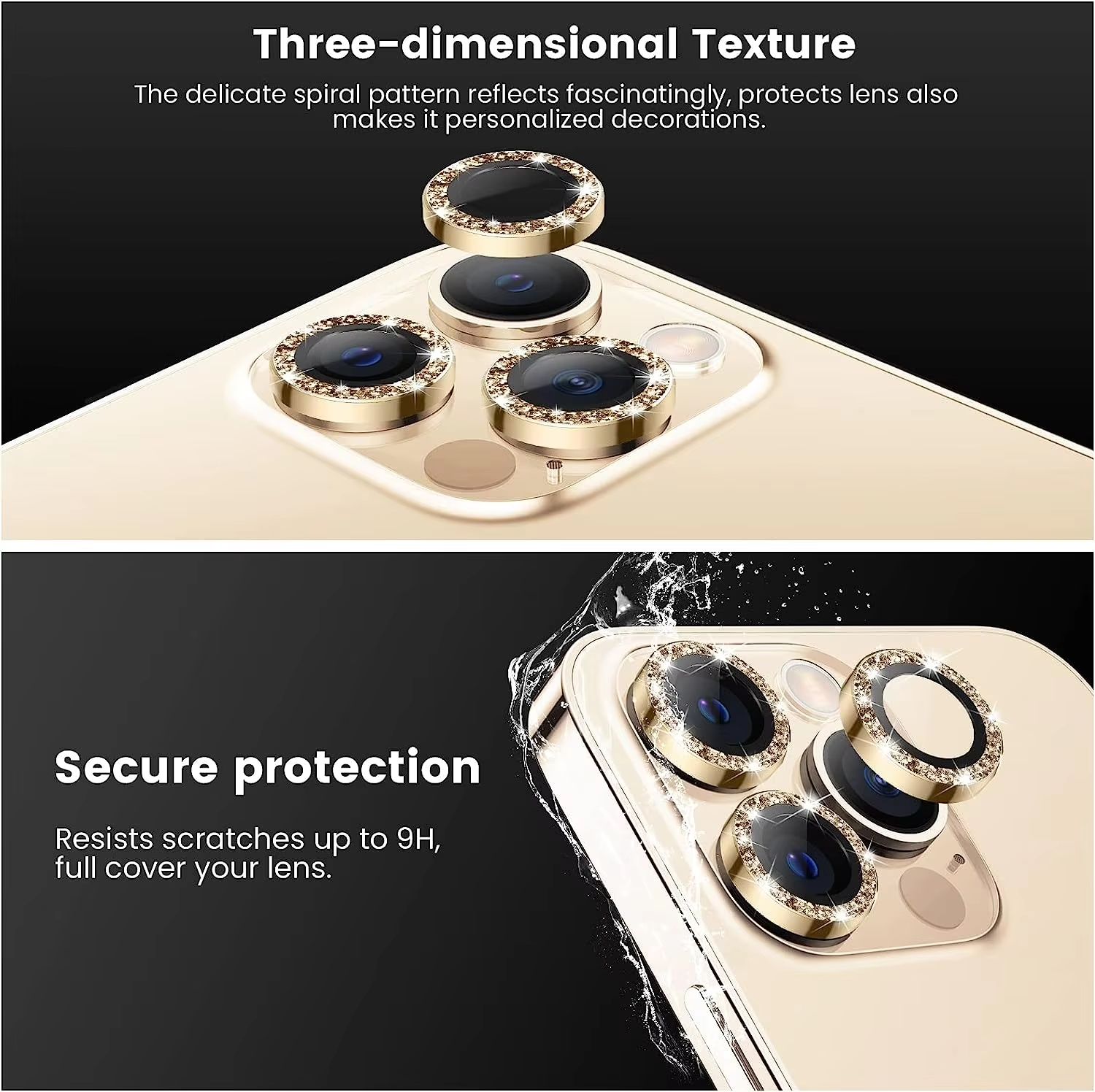 BEISOKY Camera Glitter Shiny Mobile Phone Camera Lens Protector for Iphone 14 15 16 Pro Max