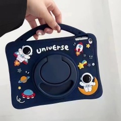 BEISOKY Astronaut 360 Rotating Silicone Tablet case with Holder for iPad Silicone Cute 3D Shape Protect Case