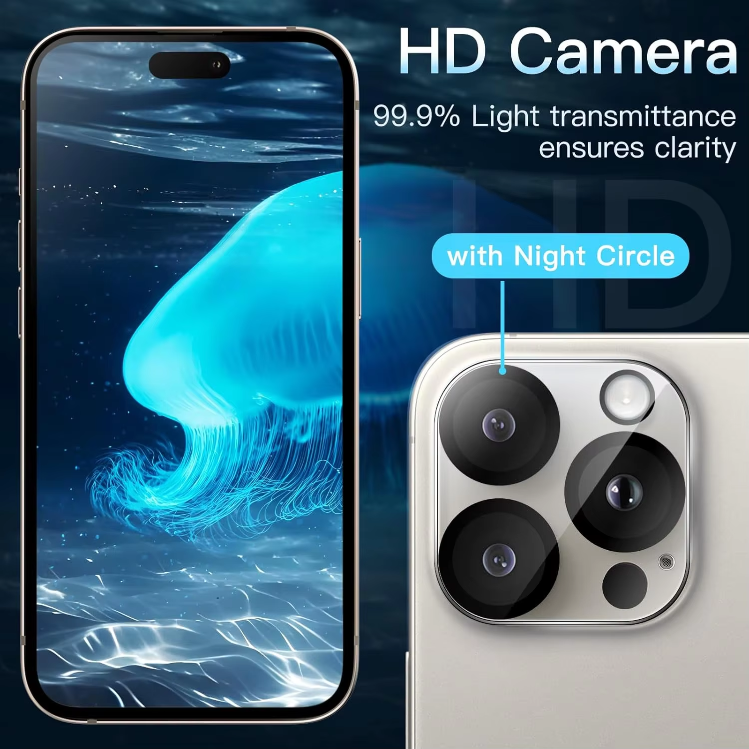 BEISOKY 3D Super Anti Shock Camera Lens Glass Film Anti-scratch Transparent Lens Protector for iPhone 15 16 pro max