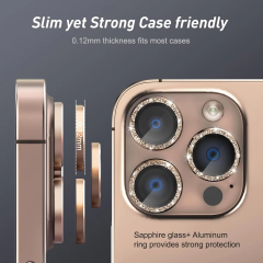 BEISOKY High Quality Auto Install Metal Aluminum Glitter Camera Lens Protector for iPhone 16 Pro Max