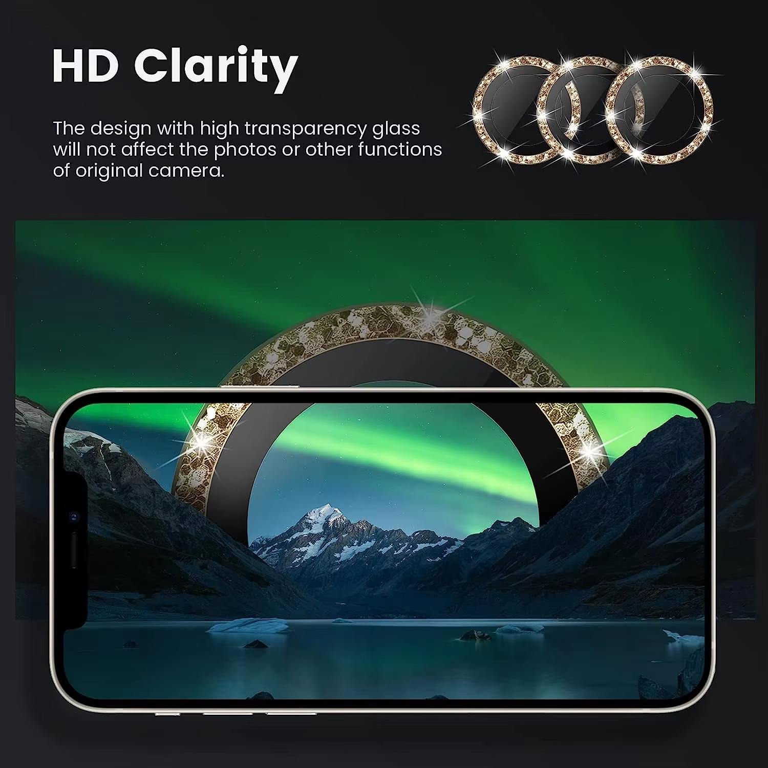 BEISOKY Camera Glitter Shiny Mobile Phone Camera Lens Protector for Iphone 14 15 16 Pro Max