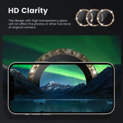 BEISOKY Camera Glitter Shiny Mobile Phone Camera Lens Protector for Iphone 14 15 16 Pro Max