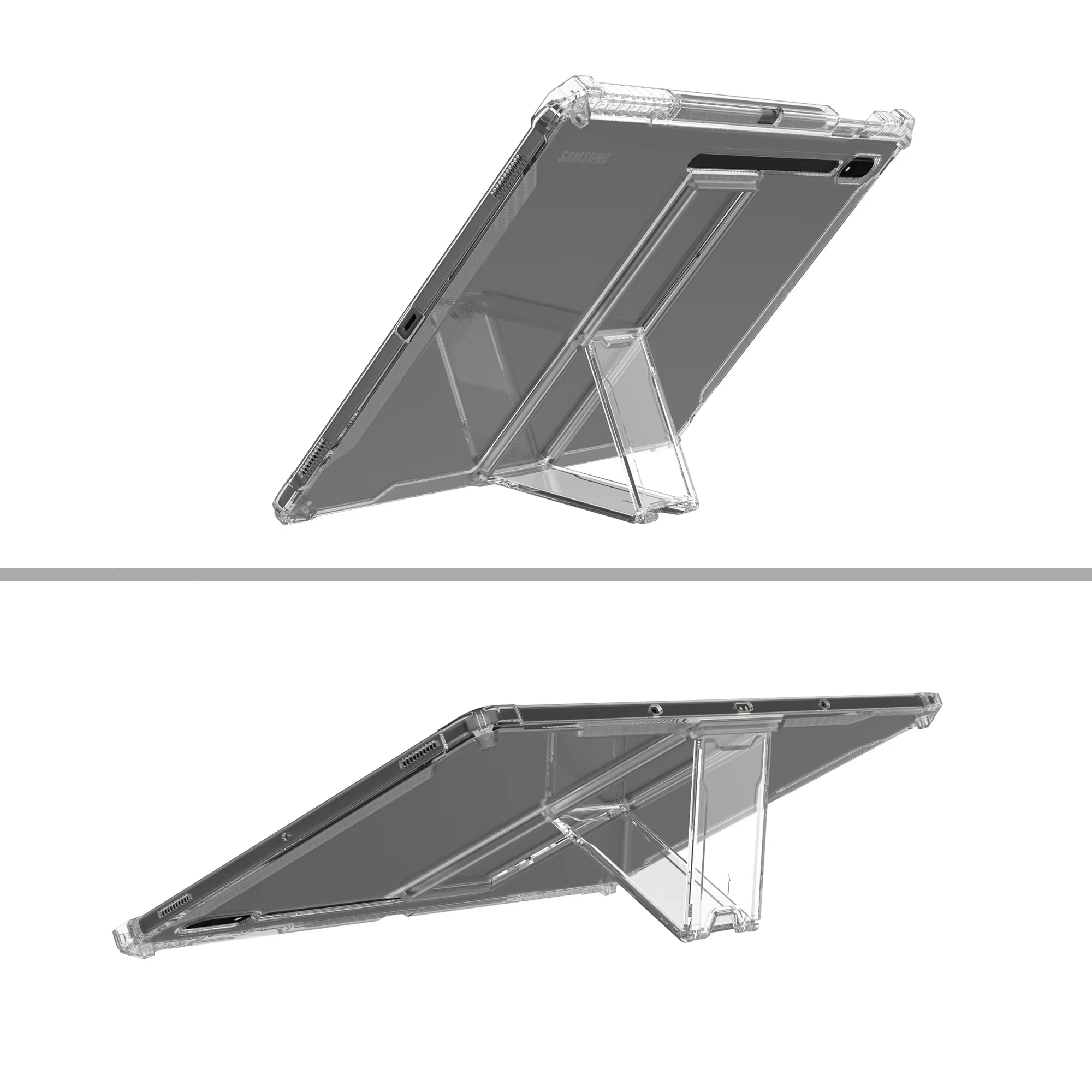 BEISOKY Lightweight Clear Kickstand TPU Transparent Shockproof Cover for iPad