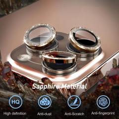 BEISOKY High Quality Auto Install Metal Aluminum Glitter Camera Lens Protector for iPhone 16 Pro Max