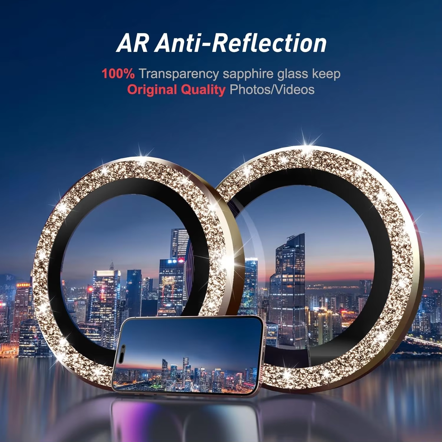 BEISOKY High Quality Auto Install Metal Aluminum Glitter Camera Lens Protector for iPhone 16 Pro Max