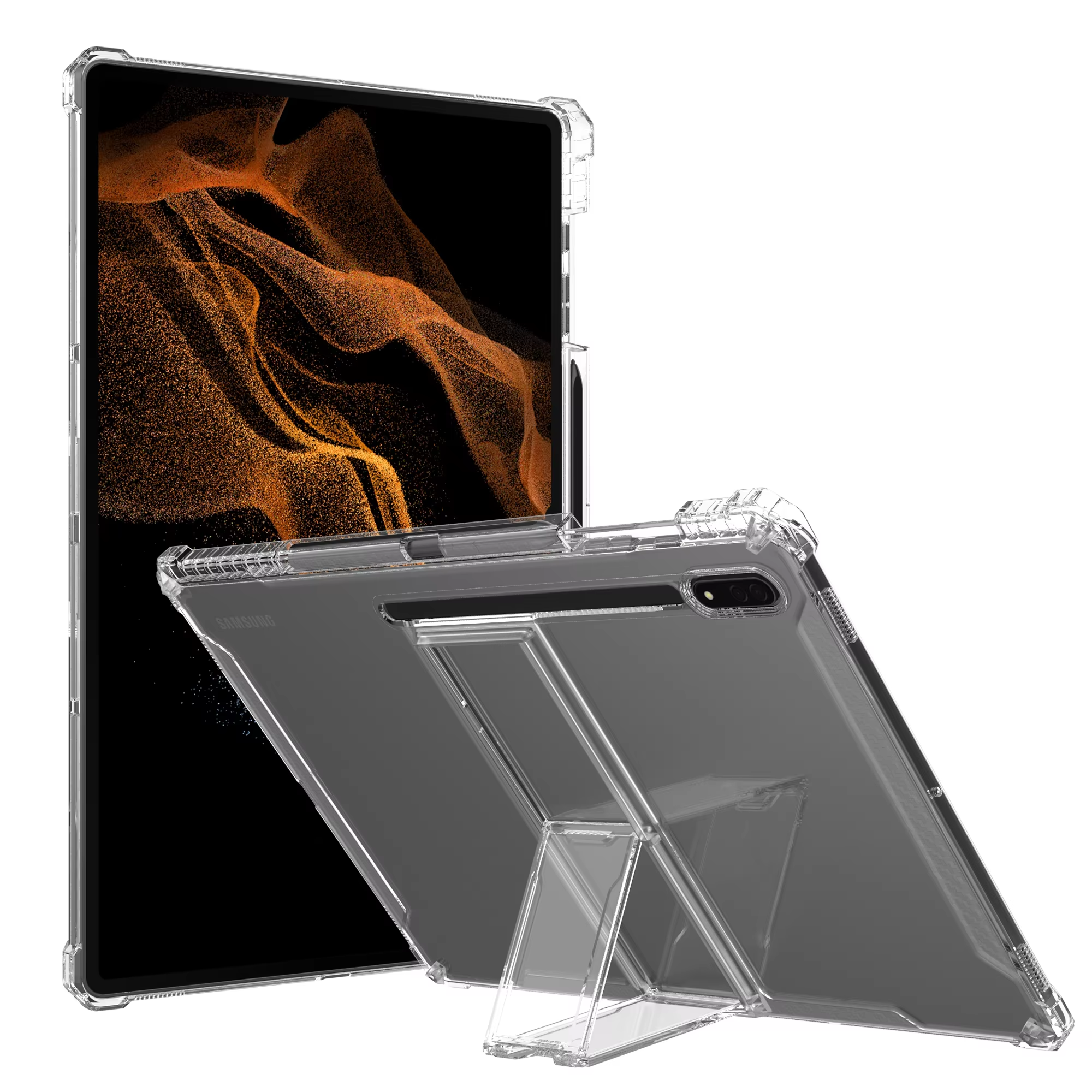 BEISOKY Lightweight Clear Kickstand TPU Transparent Shockproof Cover for iPad