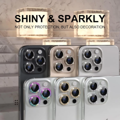 BEISOKY High Quality Auto Install Metal Aluminum Glitter Camera Lens Protector for iPhone 16 Pro Max