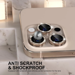 BEISOKY High Quality Auto Install Metal Aluminum Glitter Camera Lens Protector for iPhone 16 Pro Max
