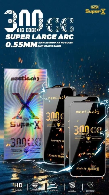 BEISOKY Full Glue 300CC ESD Transparent Super X Screen Tempered Glass for iPhone 16 Pro Max