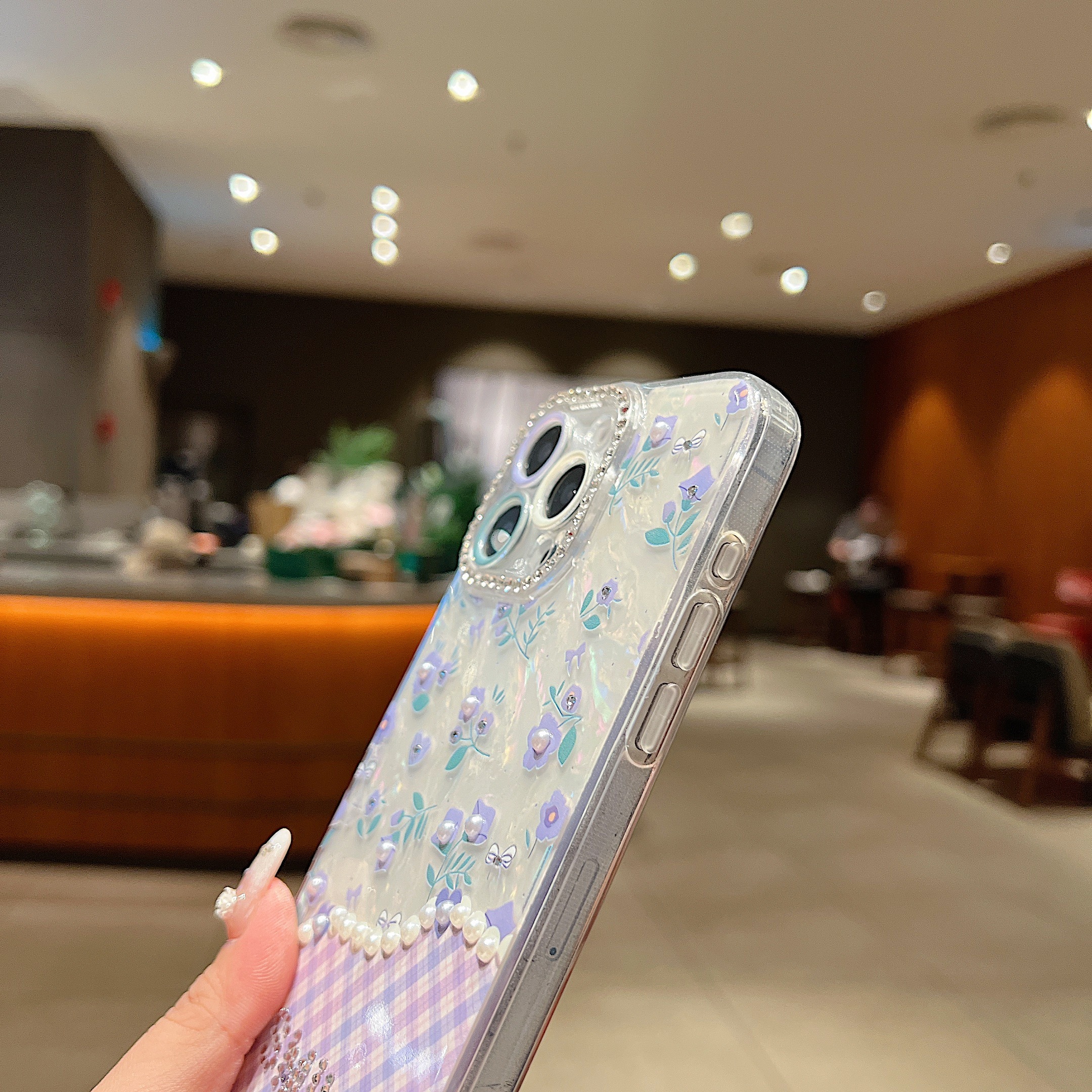 BEISOKY Luxury Gilry Phone Back Cover With Lens Protection Phone Case Wrist Strap for iPhone 13 14 15 16 Pro Max Phone Cover