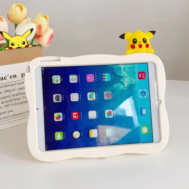 BEISOKY 3D Cartoon Pokemen Design Silicone 360° Rotating Stand Case for iPad Pro 12.9 2018 2020 2021