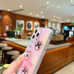 BEISOKY Luxury Butterfly Girl Shiny Diamond Butterfly Phone Case Pearl Phone Strap Soft Shockproof Cover for iPhone 15 16 14
