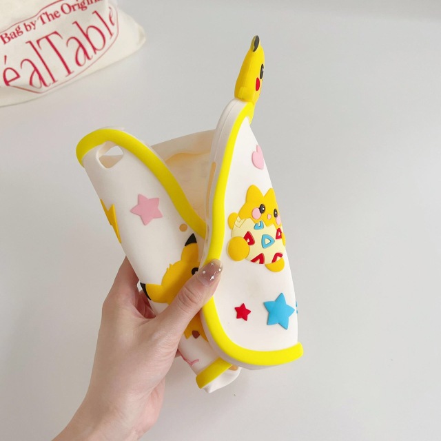 BEISOKY 3D Cartoon Pokemen Design Silicone 360° Rotating Stand Case for iPad Pro 12.9 2018 2020 2021