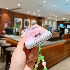 BEISOKY Luxury Butterfly Girl Shiny Diamond Butterfly Phone Case Pearl Phone Strap Soft Shockproof Cover for iPhone 15 16 14