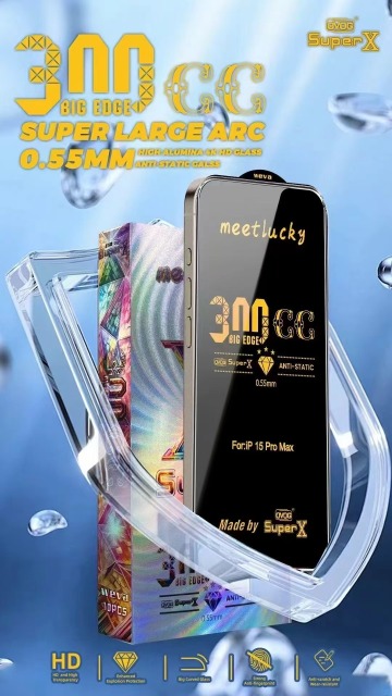 BEISOKY Full Glue 300CC ESD Transparent Super X Screen Tempered Glass for iPhone 16 Pro Max