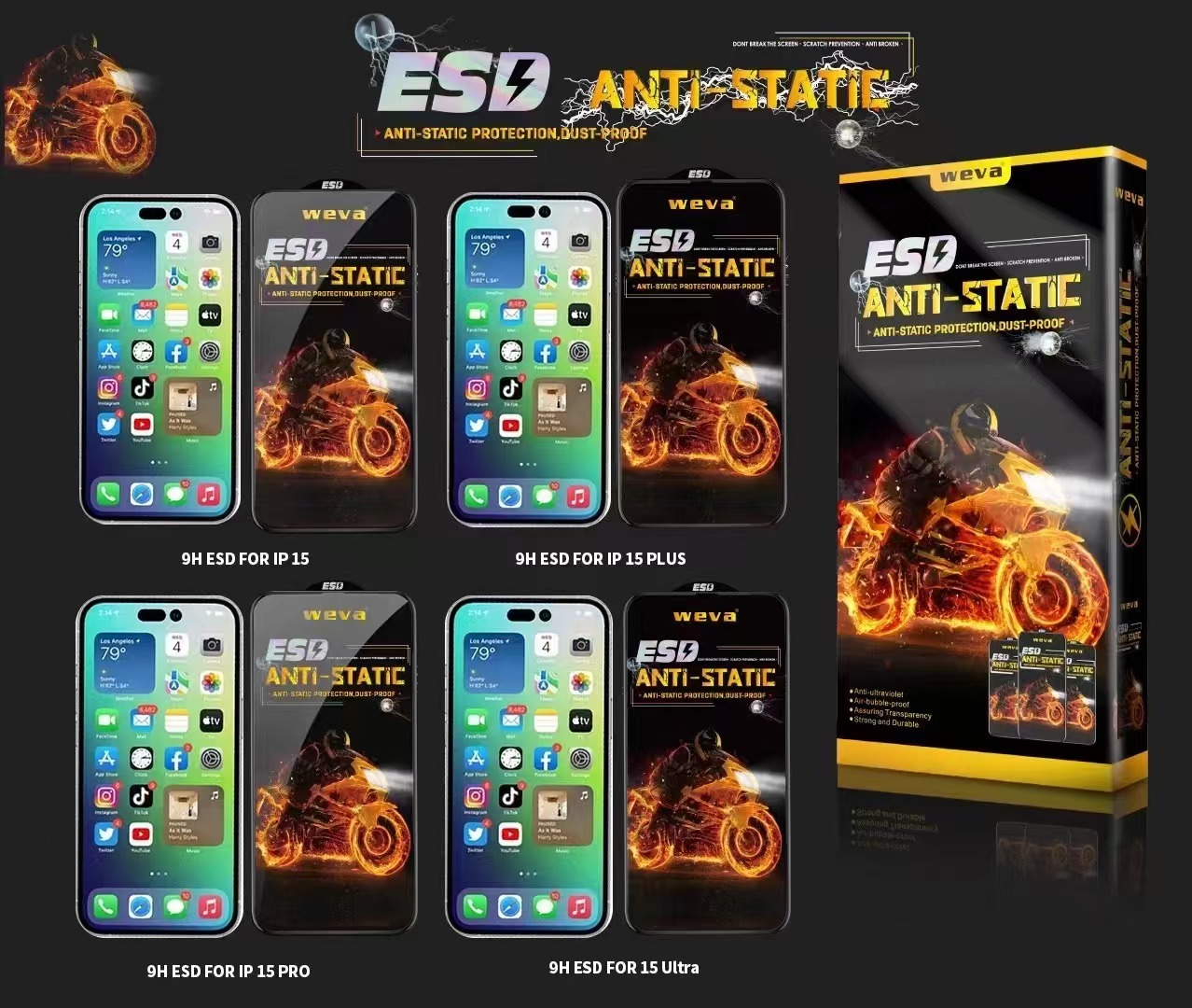 BEISOKY Strong Tempered Glass Full Cover Dust-proof ESD Anti Static Screen Protector for Samsung