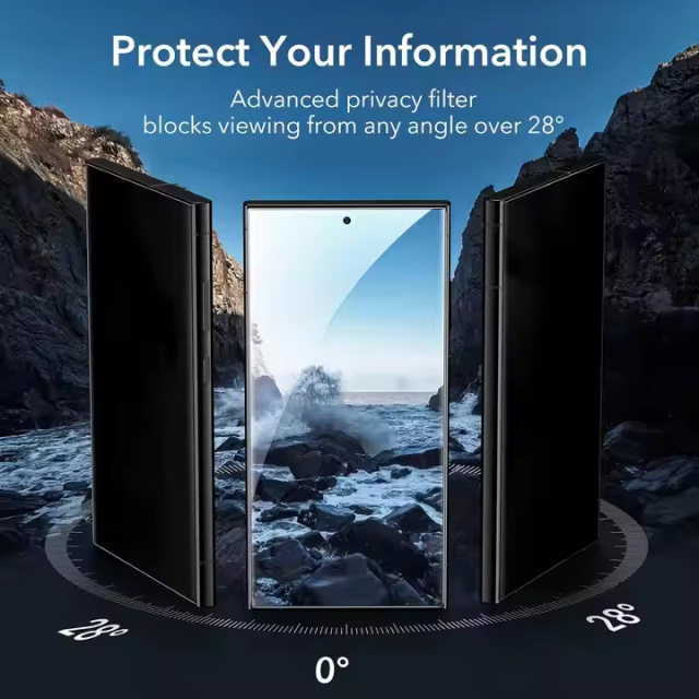 BEISOKY Easy Install Nano Anti Spy Flexible Film Privacy Curved Ceramic Screen Protector for Samsung S24 ULTRA S23 ULTRA
