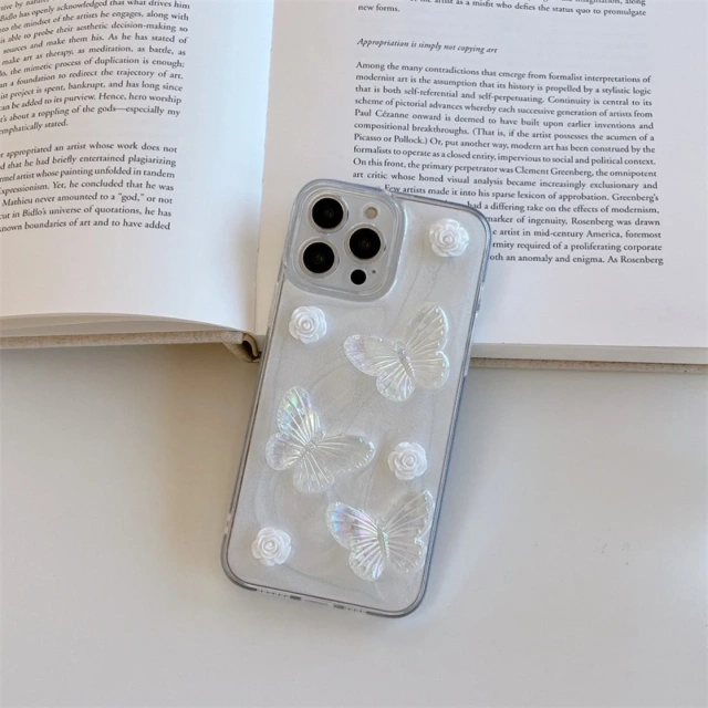 BEISOKY Factory Price Crystal Clear Pearl Case Women Girls 3D Butterfly Flower Cute Phone Case for iPhone 11 12 13 14 15 16 Plus Pro Max