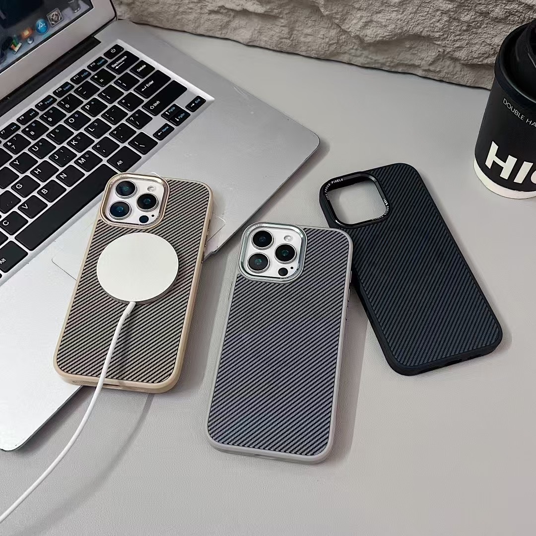BEISOKY Luxury Hardware Carbon Fiber Defender Magnetic Armor Case for iPhone 16 12 13 14 15 16 Pro Max Shockproof Back Cover