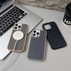 BEISOKY Luxury Hardware Carbon Fiber Defender Magnetic Armor Case for iPhone 16 12 13 14 15 16 Pro Max Shockproof Back Cover
